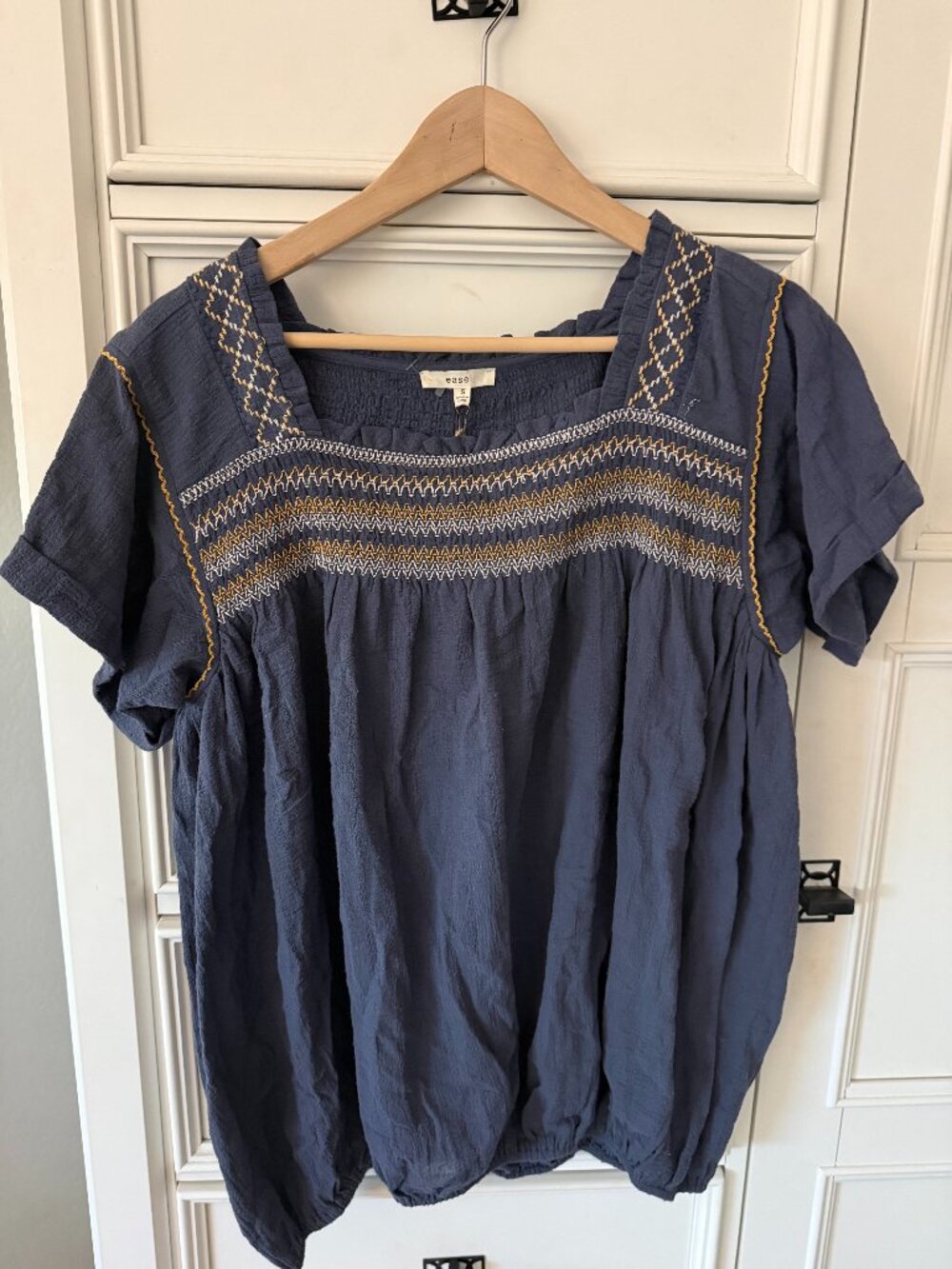 Easel Gauze Square Neck Bubble Hem Top Size S NWT